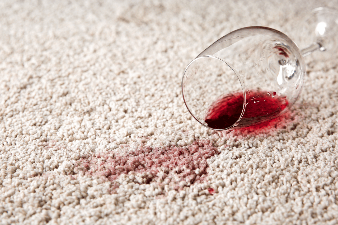 wine stain on the carpet